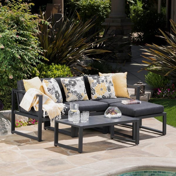 Navan Outdoor 5piece Aluminum Sofa Set with Water Resistant Cushions