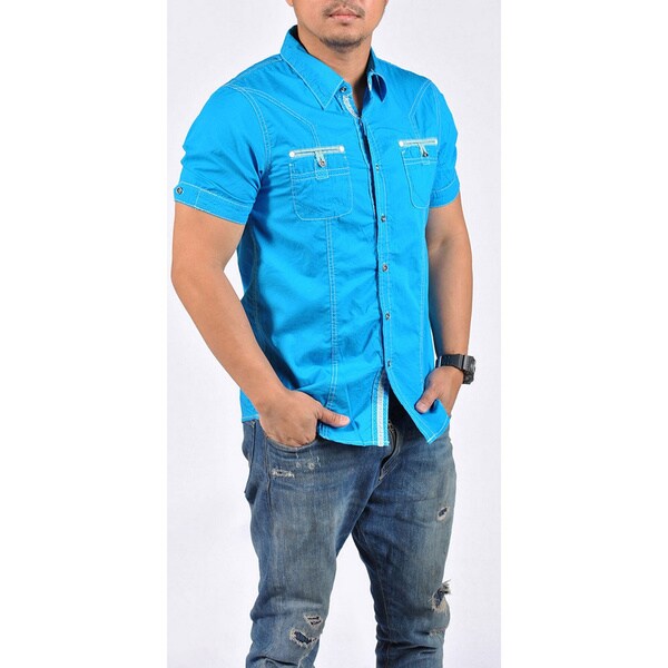 CircleOne Men's Casual Short-sleeve Button-down Shirt