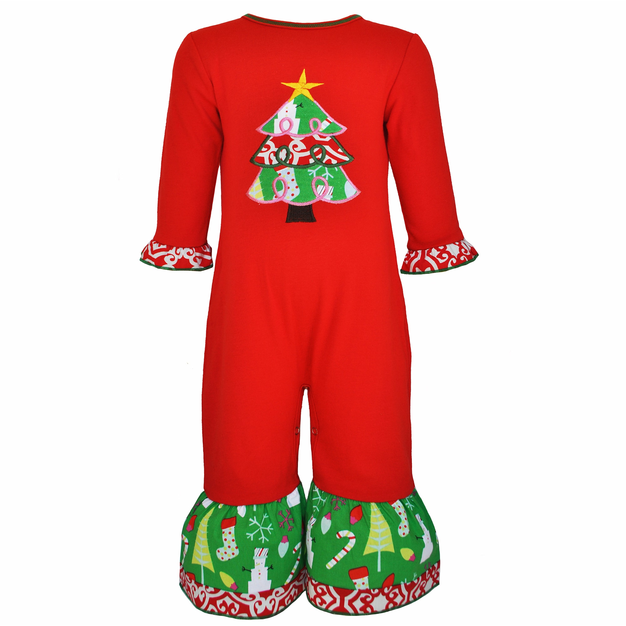 AnnLoren Baby Girls Red /& White Christmas Tree Romper Outfit Size 24 Months