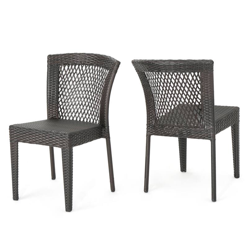 Ashton Outdoor 3-Piece Wicker Stacking Chair Chat Set by Christopher Knight Home