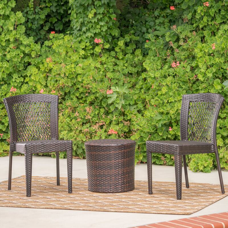 Ashton Outdoor 3-Piece Wicker Stacking Chair Chat Set by Christopher Knight Home