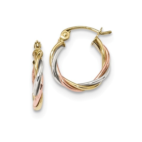 10 Karat Tri Color Polished 2 5mm Twisted Hoop Earrings Free 10 Karat Tri Color Polished 2 5mm Twisted Hoop Earrings