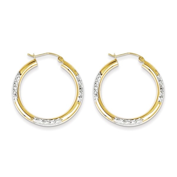 10 Karat Rhodium Diamond Cut 3mm Hoop Earrings Free 10 Karat Rhodium Diamond Cut 3mm Hoop Earrings