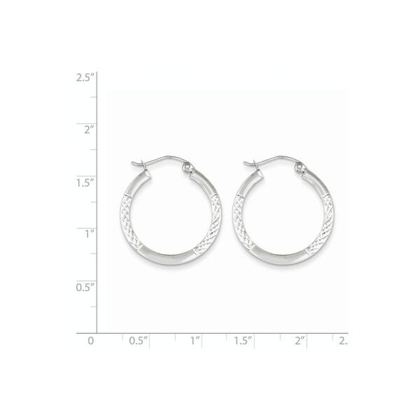 10K White Gold Diamond Cut 2.5x20mm Hoop Earrings