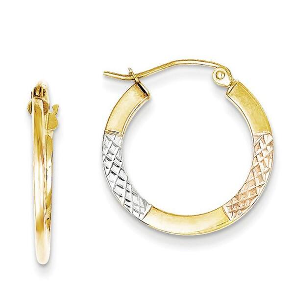 10K White Gold Diamond Cut 2.5x20mm Hoop Earrings