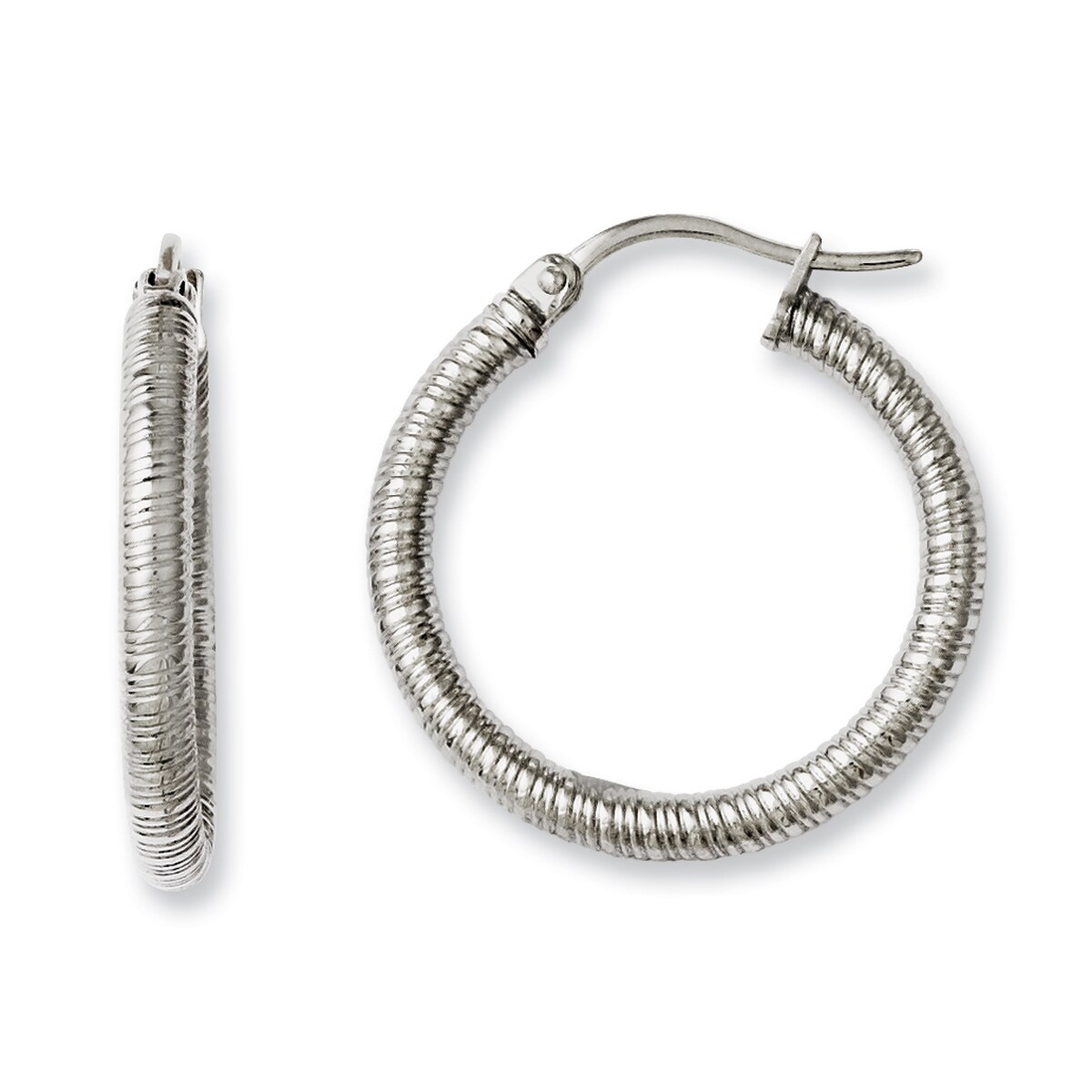 Stainless Steel Textured Hollow Hoop Earrings Stainless Steel Textured Hollow Hoop Earrings