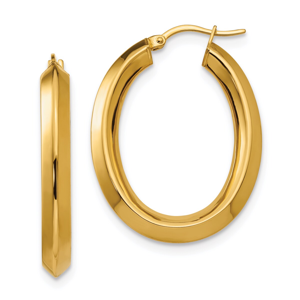 Stainless Steel Yellow IP-plated Hoop Polished Oval Hoop Post Earrings