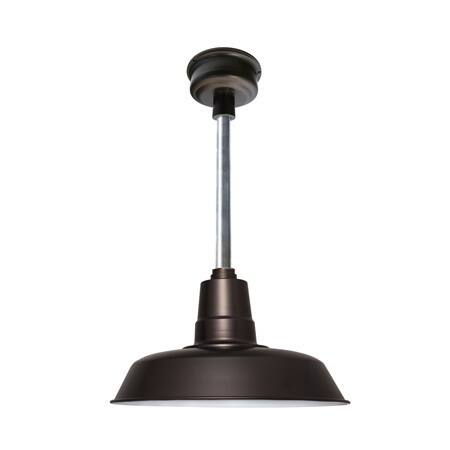 12" Oldage LED Pendant Light in Mahogany Bronze with Galvanized Silver Downrod