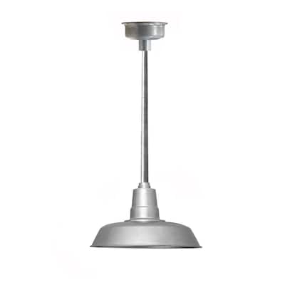 12" Oldage LED Pendant Light in Galvanized Silver with Galvanized Silver Downrod