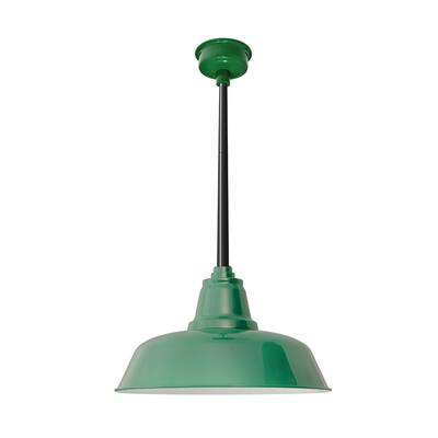 16" Goodyear LED Pendant Light in Vintage Green with Black Downrod