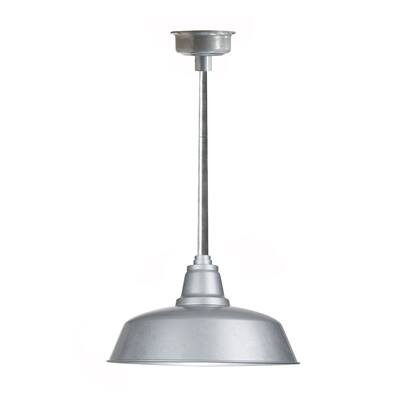 16" Goodyear LED Pendant Light in Galvanized Silver with Galvanized Silver Downrod