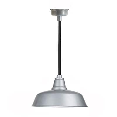16" Goodyear LED Pendant Light in Galvanized Silver with Black Downrod