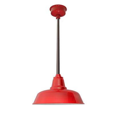 14" Goodyear LED Pendant Light in Cherry Red with Mahogany Bronze Downrod