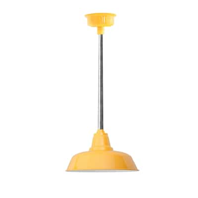 12" Goodyear LED Pendant Light in Yellow with Galvanized Silver Downrod