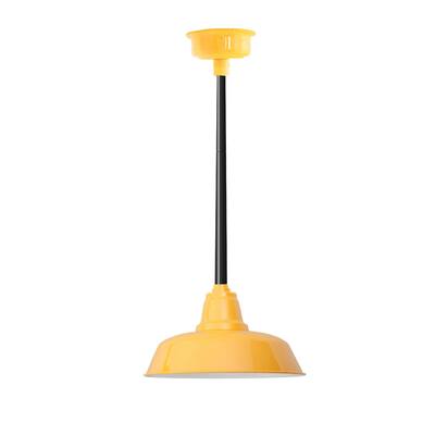 12" Goodyear LED Pendant Light in Yellow with Black Downrod