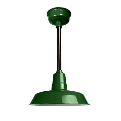 16" Oldage LED Pendant Light in Vintage Green with Mahogany Bronze Downrod