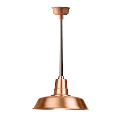 16" Oldage LED Pendant Light in Solid Copper with Mahogany Bronze Downrod