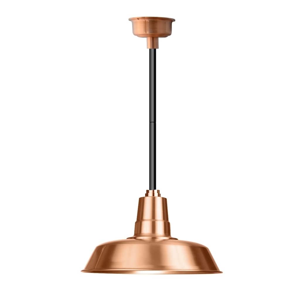 16" Vintage LED Pendant Light in Solid Copper with Black Downrod