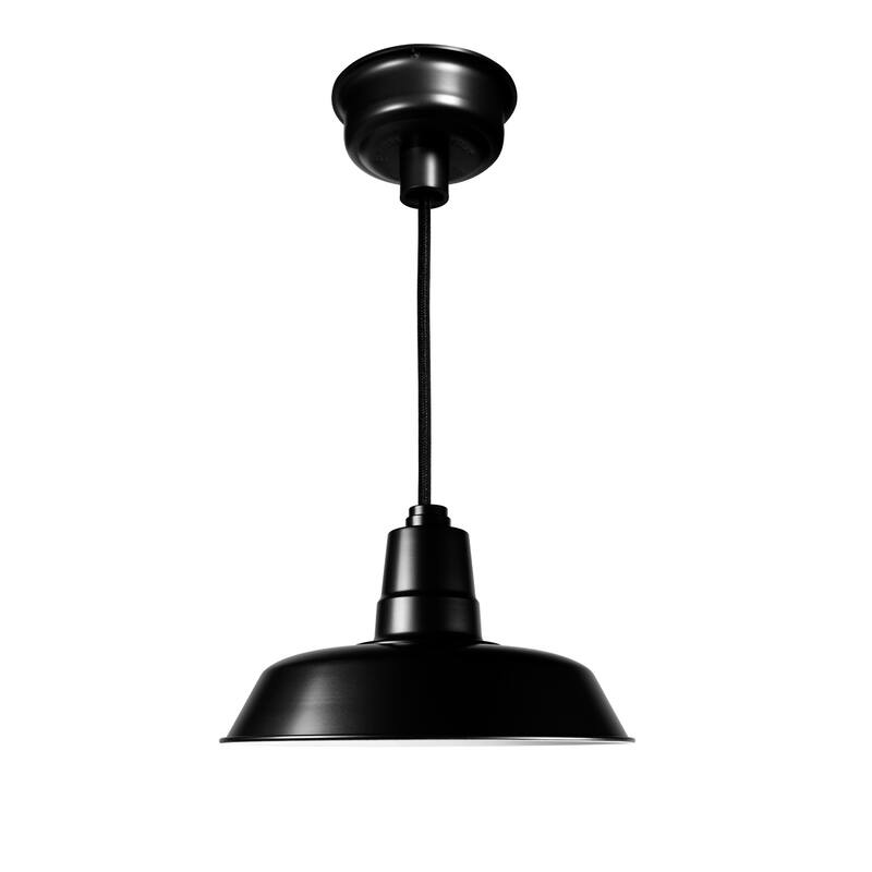 16" Vintage LED Pendant Light in Matte Black