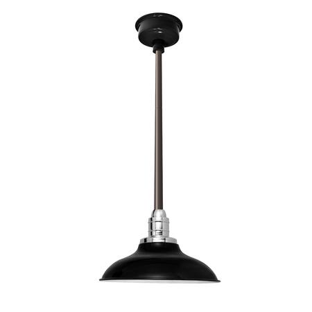 12" Peony LED Pendant Light in Black with Mahogany Bronze Downrod