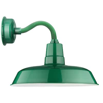 14" Oldage LED Sconce Light with Chic Arm in Vintage Green