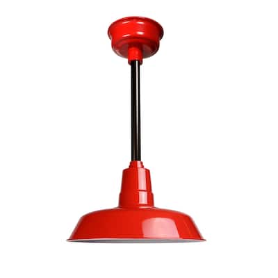 22" Oldage LED Pendant Light in Cherry Red with Mahogany Bronze Downrod