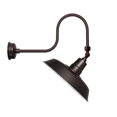 16" Oldage LED Sign Light with Industrial Arm in Mahogany Bronze