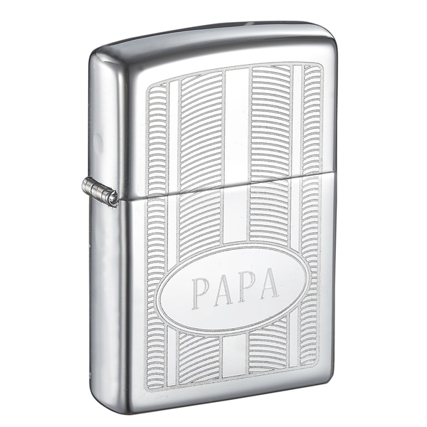Zippo PAPA Engraved Oval High Polish Lighter