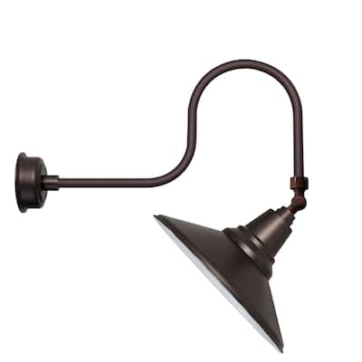 12" Calla LED Sign Light with Industrial Arm in Mahogany Bronze