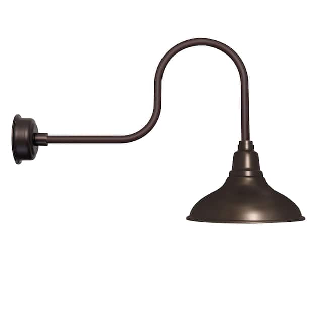 12" Dahlia LED Sign Light with Industrial Arm in Mahogany Bronze