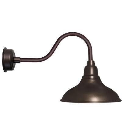 12" Dahlia LED Sign Light with Contemporary Arm in Mahogany Bronze