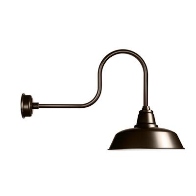12" Goodyear LED Barn Light with Industrial Arm in Mahogany Bronze