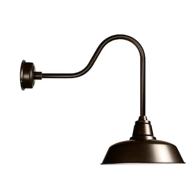 12" Goodyear LED Barn Light with Sleek Arm in Mahogany Bronze