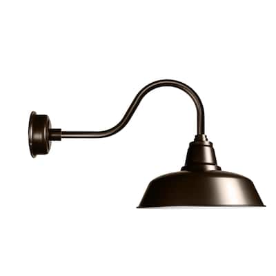 12" Goodyear LED Barn Light with Contemporary Arm in Mahogany Bronze