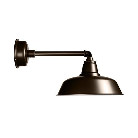 12" Goodyear LED Barn Light with Metropolitan Arm in Mahogany Bronze
