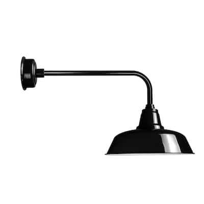 12" Goodyear LED Barn Light with Traditional Arm in Black