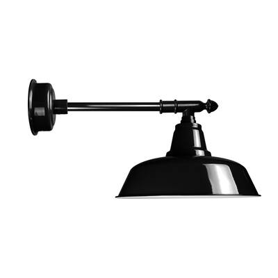 12" Goodyear LED Barn Light with Victorian Arm in Black