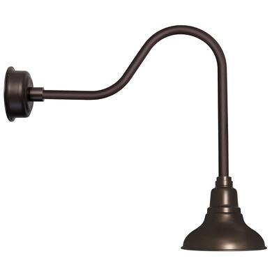 8" Dahlia LED Barn Light with Sleek Arm in Mahogany Bronze