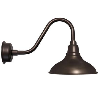 8" Dahlia LED Barn Light with Rustic Arm in Mahogany Bronze