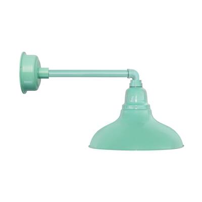 8" Dahlia LED Barn Light with Metropolitan Arm in Jade
