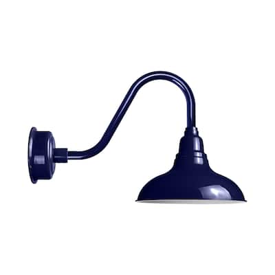 8" Dahlia LED Barn Light with Rustic Arm in Cobalt Blue