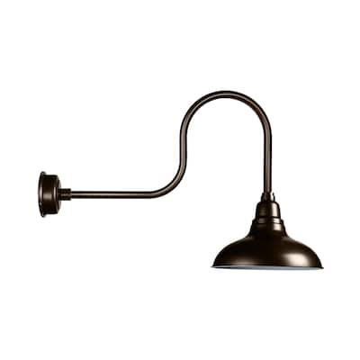 12" Dahlia LED Barn Light with Industrial Arm in Mahogany Bronze