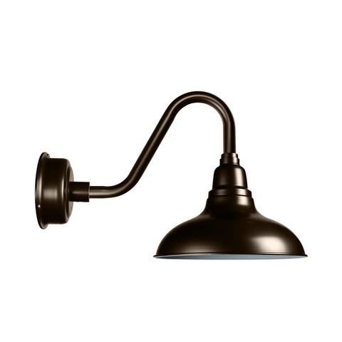 12" Dahlia LED Barn Light with Vintage Arm in Mahogany Bronze