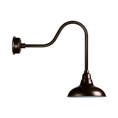 12" Dahlia LED Barn Light with Sleek Arm in Mahogany Bronze