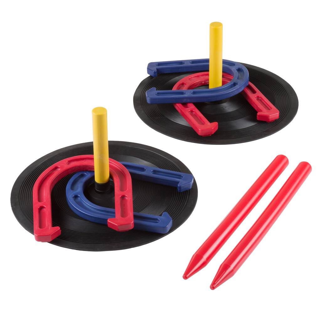 Hey! Play! Rubber Horseshoes Game Set for Outdoor and Indoor Games - Multicolor - 6.25" Horseshoe