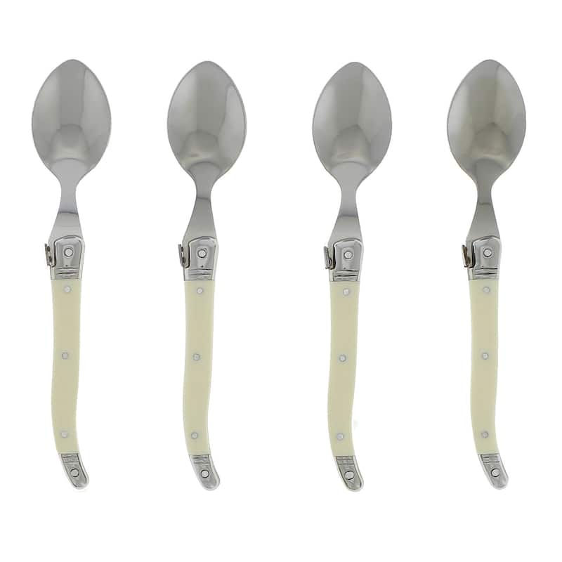French Home Set of 4 Laguiole Faux Ivory Coffee Spoons