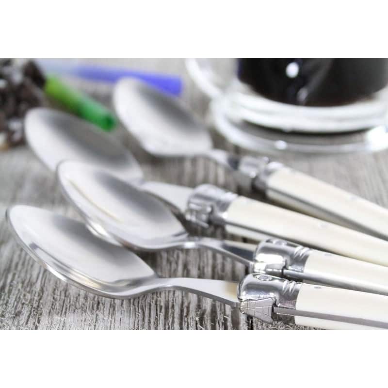 French Home Set of 4 Laguiole Faux Ivory Coffee Spoons