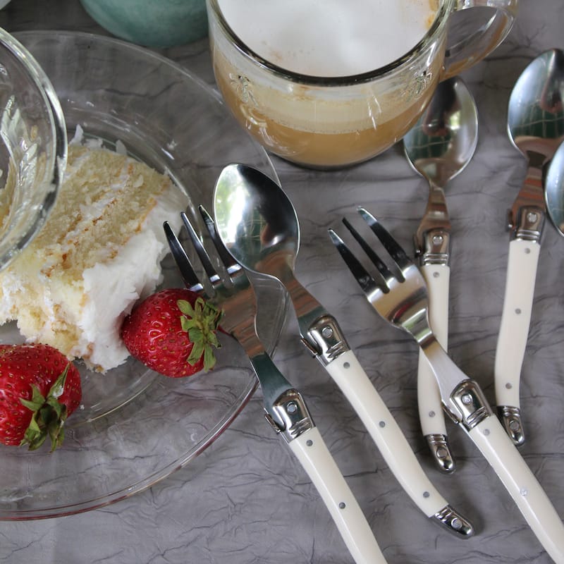 French Home 8 piece Laguiole Dessert / Cocktail Set with Faux Ivory Handles