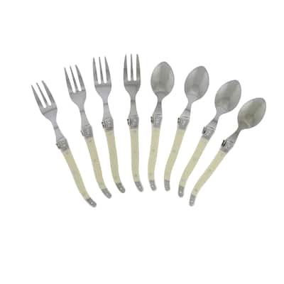 French Home 8 piece Laguiole Dessert / Cocktail Set with Faux Ivory Handles