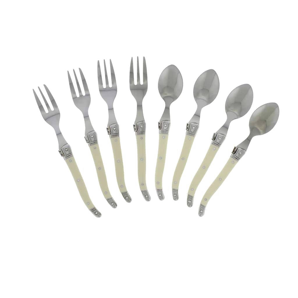 French Home 8 piece Laguiole Dessert / Cocktail Set with Faux Ivory Handles